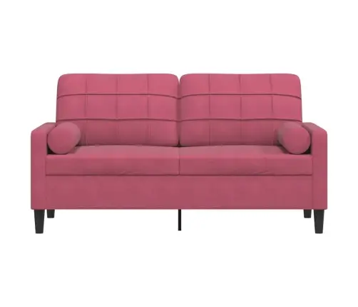 Divvietīgs Dīvāns Ar Spilveniem, Vīnsarkans, 140 Cm, Samts Vidaxl