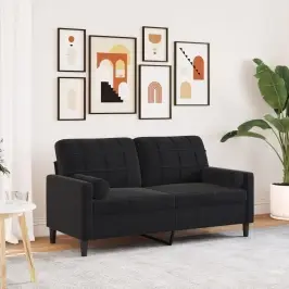 Divvietīgs Dīvāns Ar Spilveniem, Melns, 140 Cm, Samts Vidaxl