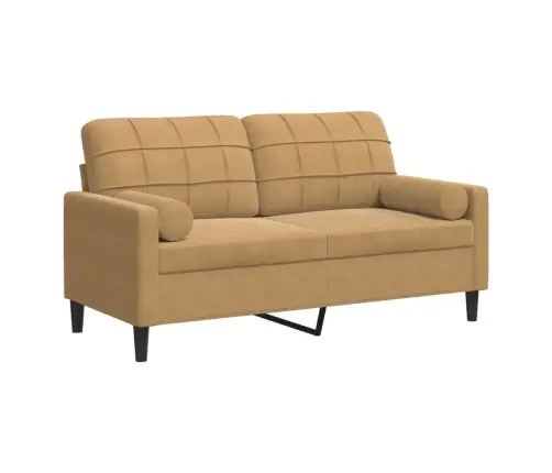 Divvietīgs Dīvāns Ar Spilveniem, Brūns, 140 Cm, Samts Vidaxl