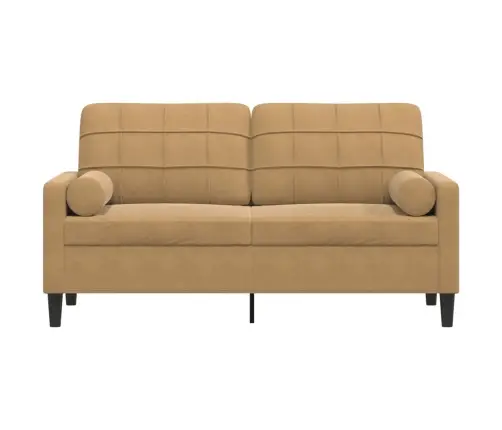 Divvietīgs Dīvāns Ar Spilveniem, Brūns, 140 Cm, Samts Vidaxl