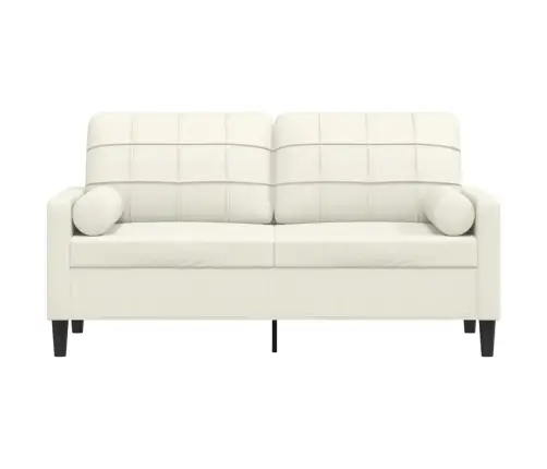 Divvietīgs Dīvāns Ar Spilveniem, Krēmkrāsas, 140 Cm, Samts Vidaxl
