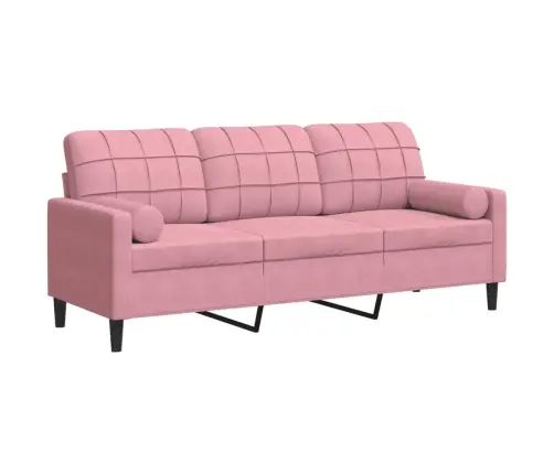 Trīsvietīgs Dīvāns Ar Spilveniem, Rozā, 180 Cm, Samts Vidaxl Trīsvietīgs Dīvāns Ar Spilveniem, Rozā, 180 Cm, Samts Vidaxl