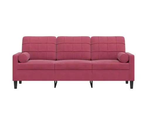 Trīsvietīgs Dīvāns Ar Spilveniem, Vīnsarkans, 180 Cm, Samts Vidaxl