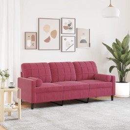Trīsvietīgs Dīvāns Ar Spilveniem, Vīnsarkans, 180 Cm, Samts Vidaxl
