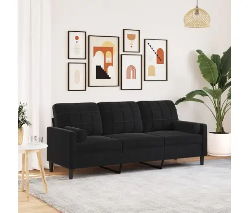 3-Kohaline Diivan Patjadega, Must, 180 cm Samts