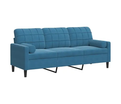 Trīsvietīgs Dīvāns Ar Spilveniem, Zils, 180 Cm, Samts Vidaxl