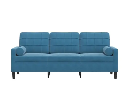 Trīsvietīgs Dīvāns Ar Spilveniem, Zils, 180 Cm, Samts Vidaxl