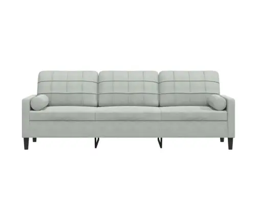 Trīsvietīgs Dīvāns Ar Spilveniem, Gaiši Pelēks, 210 Cm, Samts Vidaxl