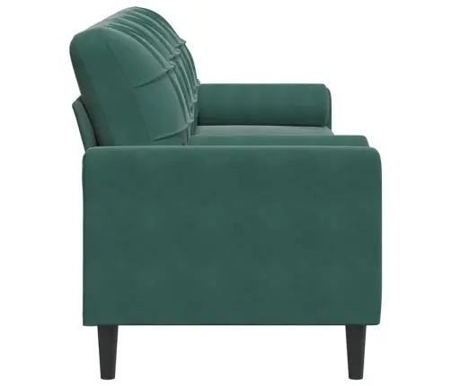 Trīsvietīgs Dīvāns Ar Spilveniem, Tumši Zaļš, 210 Cm, Samts Vidaxl