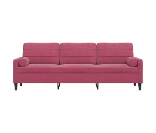 Trīsvietīgs Dīvāns Ar Spilveniem, Vīnsarkans, 210 Cm, Samts Vidaxl