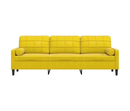 Trīsvietīgs Dīvāns Ar Spilveniem, Dzeltens, 210 Cm, Samts Vidaxl