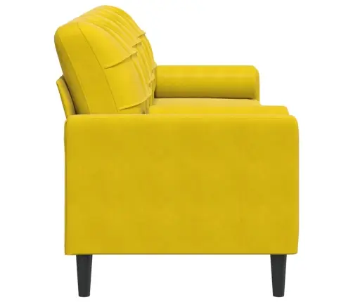 Trīsvietīgs Dīvāns Ar Spilveniem, Dzeltens, 210 Cm, Samts Vidaxl