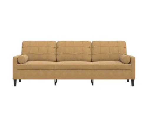 Trivietė Sofa Su Pagalvėlėmis, Rudos Spalvos, 210cm Aksomas
