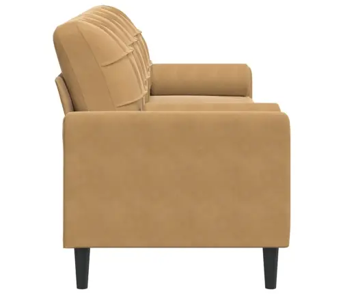 Trivietė Sofa Su Pagalvėlėmis, Rudos Spalvos, 210cm Aksomas