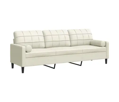 Trīsvietīgs Dīvāns Ar Spilveniem, Krēmkrāsas, 210 Cm, Samts Vidaxl