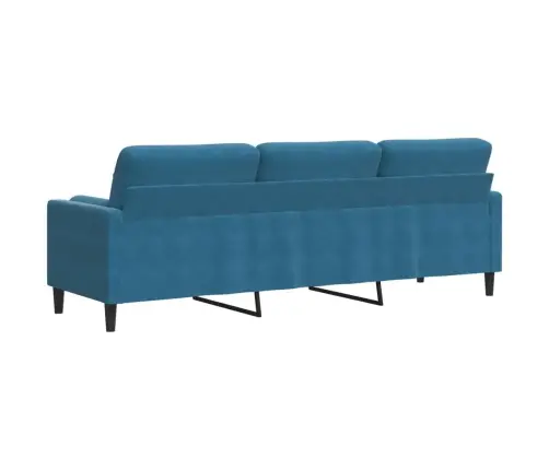 Trīsvietīgs Dīvāns Ar Spilveniem, Zils, 210 Cm, Samts Vidaxl
