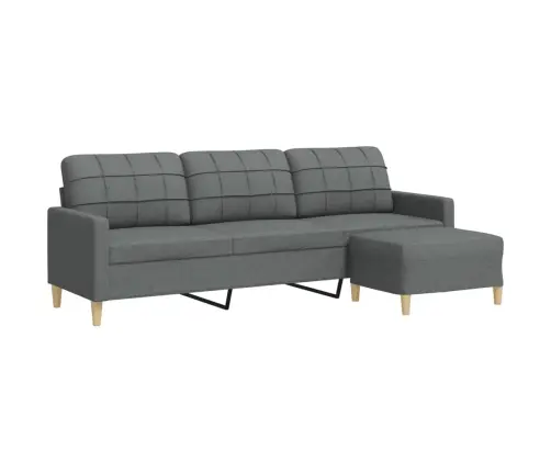 Trivietė Sofa Su Pakoja, Tamsiai Pilkos Spalvos, 210cm Audinys