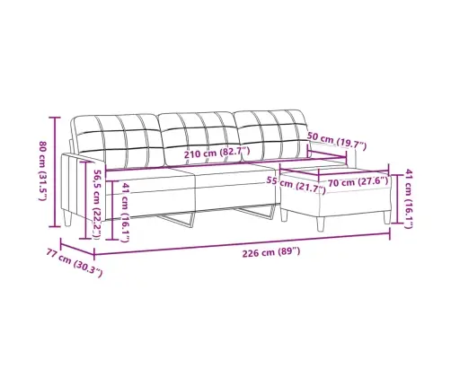 Trivietė Sofa Su Pakoja, Tamsiai Pilkos Spalvos, 210cm Audinys