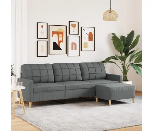 Trivietė Sofa Su Pakoja, Tamsiai Pilkos Spalvos, 210cm Audinys