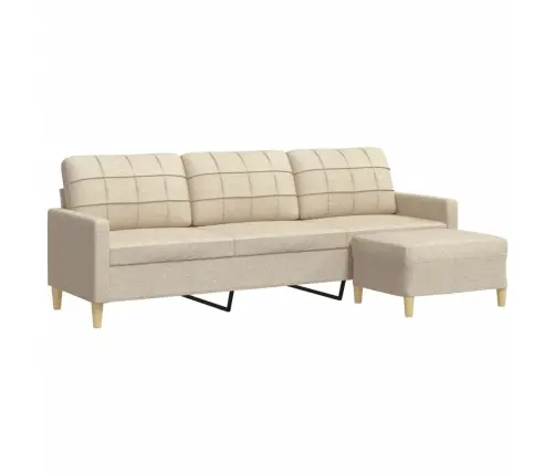 Trivietė Sofa Su Pakoja, Kreminės Spalvos, 210cm Audinys