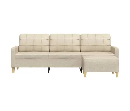 Trivietė Sofa Su Pakoja, Kreminės Spalvos, 210cm Audinys