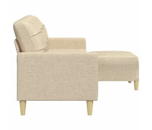 Trivietė Sofa Su Pakoja, Kreminės Spalvos, 210cm Audinys