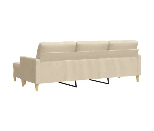 Trivietė Sofa Su Pakoja, Kreminės Spalvos, 210cm Audinys