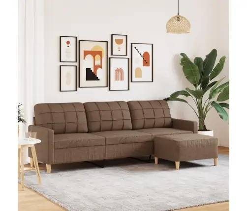 Trivietė Sofa Su Pakoja, Rudos Spalvos, 210cm Audinys