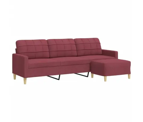 Trivietė Sofa Su Pakoja, Raudonojo Vyno Spalvos, 210cm Audinys