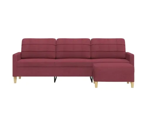 Trivietė Sofa Su Pakoja, Raudonojo Vyno Spalvos, 210cm Audinys