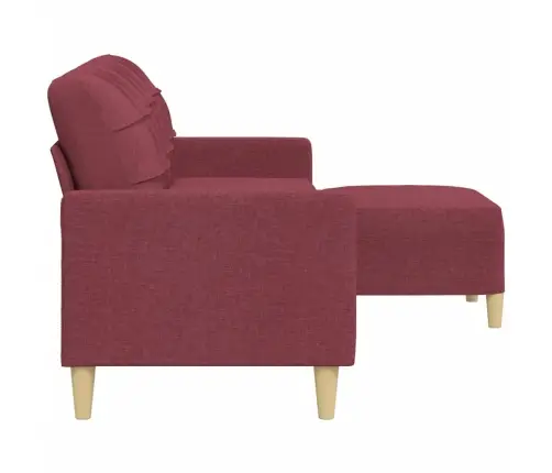 Trivietė Sofa Su Pakoja, Raudonojo Vyno Spalvos, 210cm Audinys