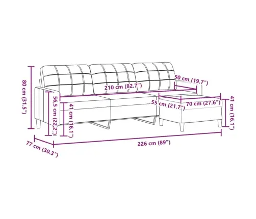 Trivietė Sofa Su Pakoja, Raudonojo Vyno Spalvos, 210cm Audinys