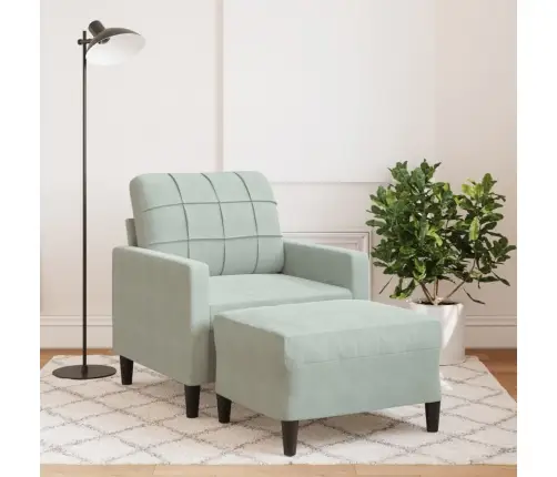 Atpūtas Krēsls Ar Kājsoliņu, 60 Cm, Gaiši Pelēks Samts Vidaxl