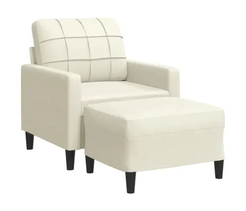 Atpūtas Krēsls Ar Kājsoliņu, 60 Cm, Krēmkrāsas Samts Vidaxl