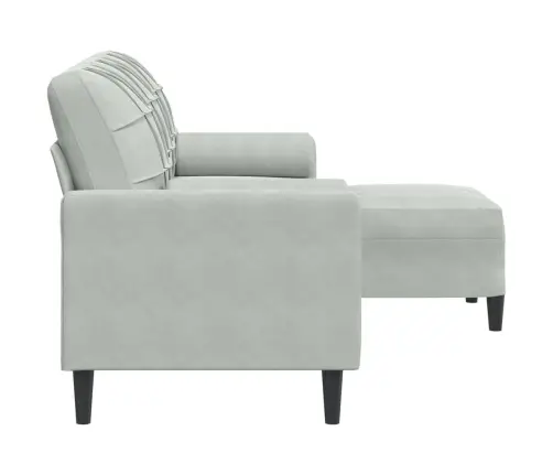 Trīsvietīgs Dīvāns Ar Kājsoliņu, 180 Cm, Gaiši Pelēks Samts Vidaxl