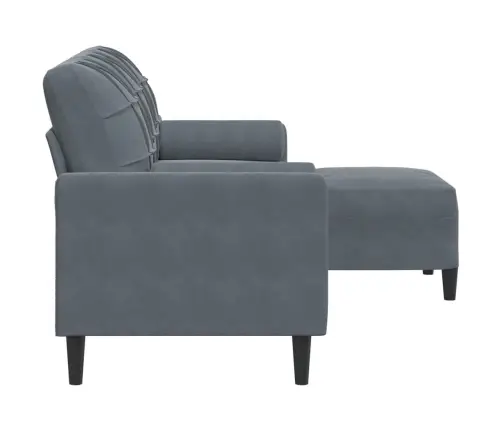 Trīsvietīgs Dīvāns Ar Kājsoliņu, 180 Cm, Tumši Pelēks Samts Vidaxl