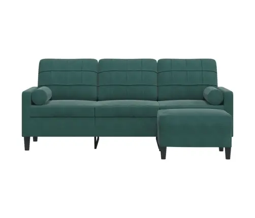Trivietė Sofa Su Pakoja, Tamsiai Žalios Spalvos, 180cm Aksomas