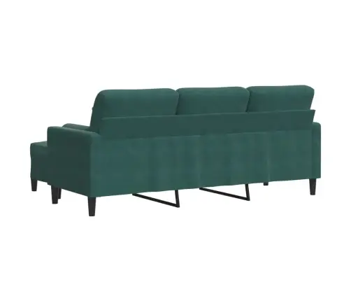 Trivietė Sofa Su Pakoja, Tamsiai Žalios Spalvos, 180cm Aksomas