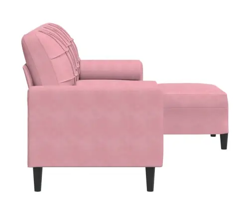 Trivietė Sofa Su Pakoja, Rožinės Spalvos, 180cm Aksomas