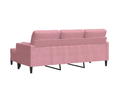 Trivietė Sofa Su Pakoja, Rožinės Spalvos, 180cm Aksomas