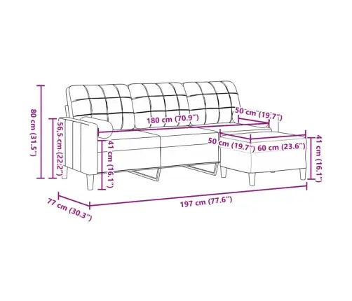 Trivietė Sofa Su Pakoja, Rožinės Spalvos, 180cm Aksomas