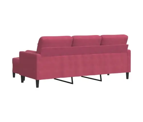 Trīsvietīgs Dīvāns Ar Kājsoliņu, 180 Cm, Vīnsarkans Samts Vidaxl