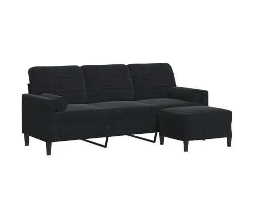 Trivietė Sofa Su Pakoja, Juodos Spalvos, 180cm Aksomas