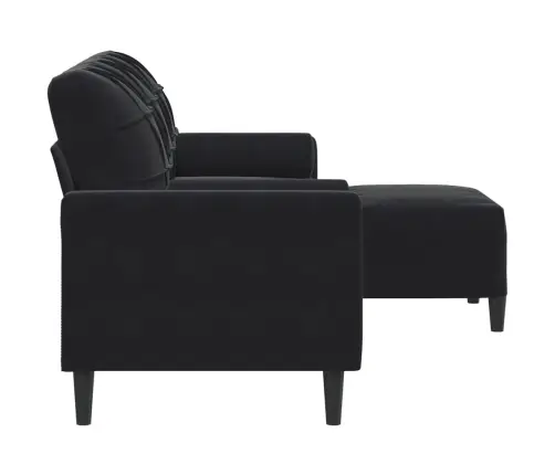 Trivietė Sofa Su Pakoja, Juodos Spalvos, 180cm Aksomas