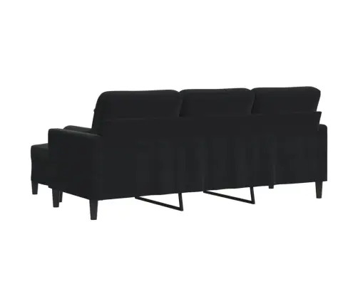 Trivietė Sofa Su Pakoja, Juodos Spalvos, 180cm Aksomas