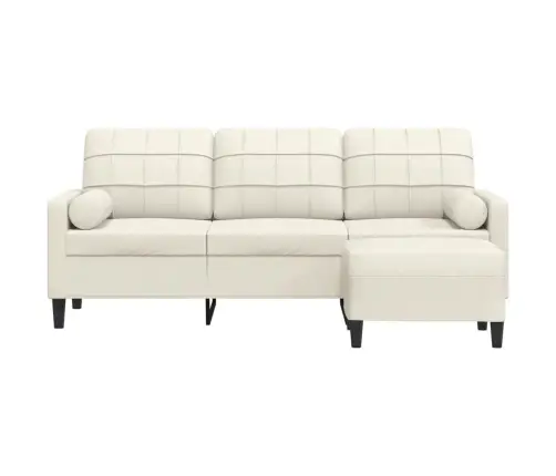 Trīsvietīgs Dīvāns Ar Kājsoliņu, 180 Cm, Krēmkrāsas Samts Vidaxl