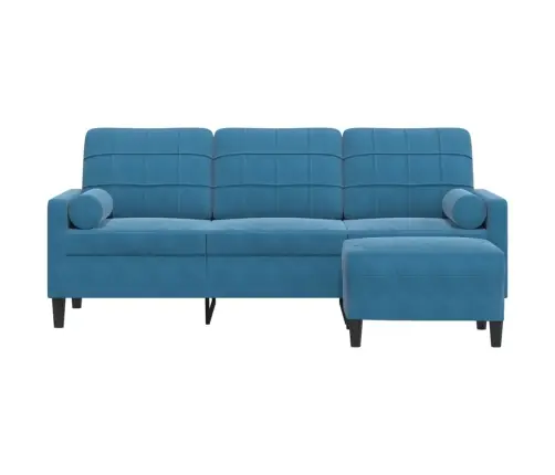 Trivietė Sofa Su Pakoja, Mėlynos Spalvos, 180cm Aksomas