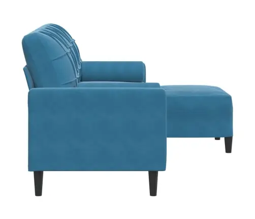 Trivietė Sofa Su Pakoja, Mėlynos Spalvos, 180cm Aksomas