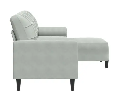 Trīsvietīgs Dīvāns Ar Kājsoliņu, 210 Cm, Gaiši Pelēks Samts Vidaxl