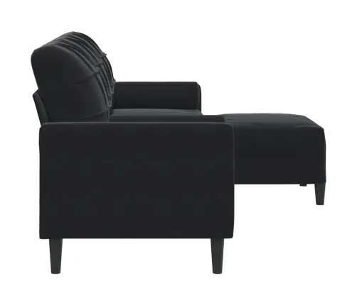 Trivietė Sofa Su Pakoja, Juodos Spalvos, 210cm Aksomas